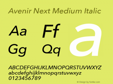 Avenir Next Medium Italic 8.0d5e5图片样张