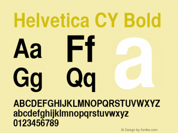 Helvetica CY Bold 6.1d5e1 Font Sample