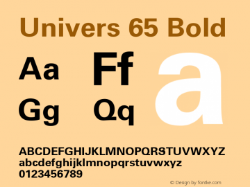 Univers 65 Bold Version 001.003 Font Sample