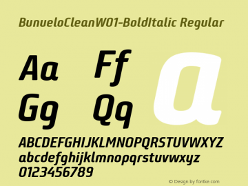 BunueloCleanW01-BoldItalic Regular Version 1.24 Font Sample