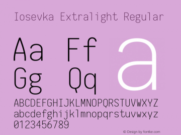 Iosevka Extralight Regular 1.8.5 Font Sample