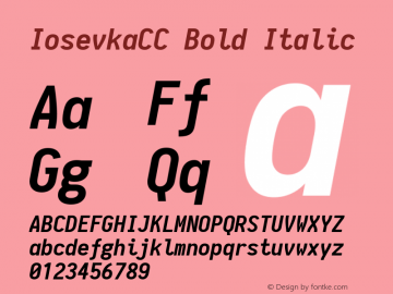 IosevkaCC Bold Italic 1.8.5 Font Sample