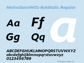 MotivaSansW01-BoldItalic Regular Version 1.00 Font Sample