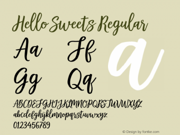 Hello Sweets Regular Version 1.000 Font Sample