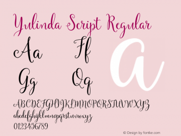 Yulinda Script Regular Version 1.000 Font Sample