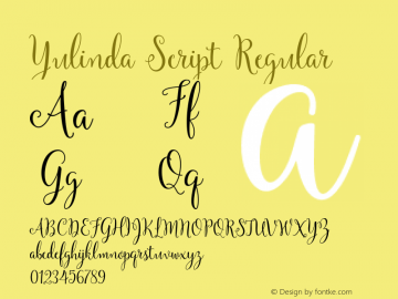 Yulinda Script Regular Version 1.000 Font Sample