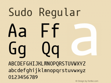 Sudo Regular Version 0.033 Font Sample