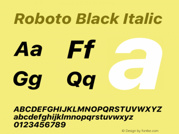 Roboto Black Italic Version 2.00 May 29, 2016 Font Sample