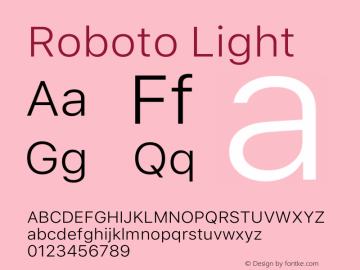 Roboto Light Version 2.00 May 29, 2016 Font Sample