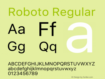 Roboto Regular Version 2.00 May 29, 2016 Font Sample