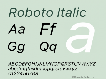 Roboto Italic Version 2.00 May 29, 2016 Font Sample