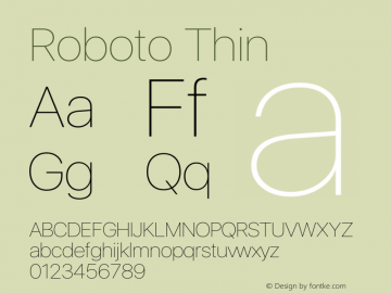 Roboto Thin Version 2.00 May 29, 2016 Font Sample