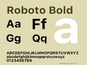 Roboto Bold Version 2.00 May 29, 2016 Font Sample