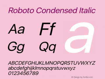 Roboto Condensed Italic Version 2.00 May 29, 2016 Font Sample