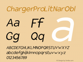 Charger Pro LitNarObl Version 1.09 Font Sample
