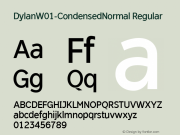 DylanW01-CondensedNormal Regular Version 1.00 Font Sample