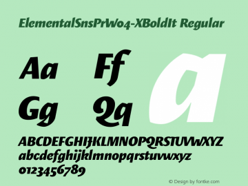 ElementalSnsPrW04-XBoldIt Regular Version 1.00 Font Sample