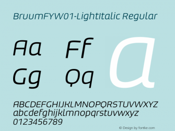 BruumFYW01-LightItalic Regular Version 1.00 Font Sample