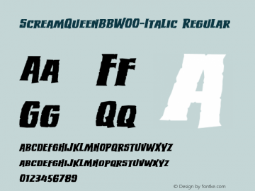 ScreamQueenBBW00-Italic Regular Version 1.00图片样张