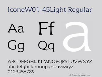 IconeW01-45Light Regular Version 1.02 Font Sample