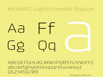 KlintW01-LightExtended Regular Version 1.00 Font Sample