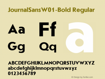 JournalSansW01-Bold Regular Version 1.00 Font Sample