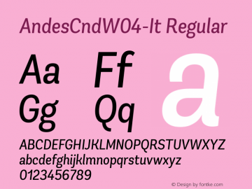 AndesCndW04-It Regular Version 1.00 Font Sample