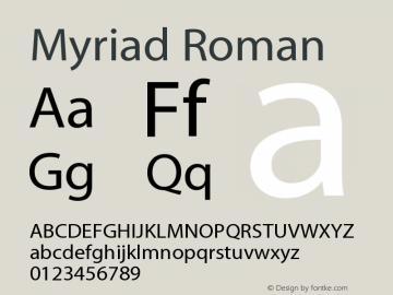 Myriad Roman 001.000 Font Sample