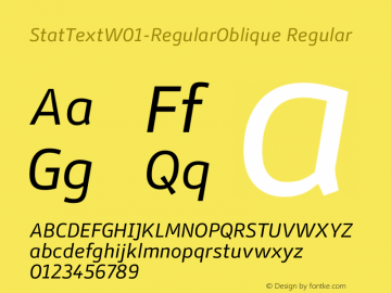 StatTextW01-RegularOblique Regular Version 1.20 Font Sample