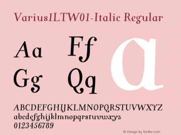 Varius1LTW01-Italic Regular Version 1.01 Font Sample