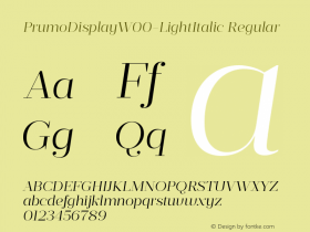 PrumoDisplayW00-LightItalic Regular Version 1.10 Font Sample