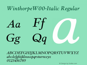 WinthorpeW00-Italic Regular Version 1.201 Font Sample