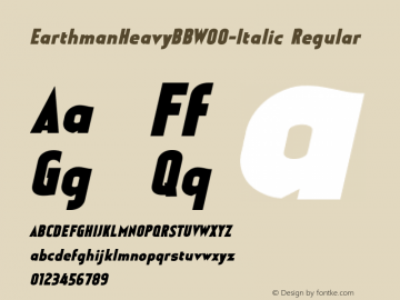 EarthmanHeavyBBW00-Italic Regular Version 1.00图片样张