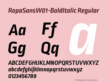 RopaSansW01-BoldItalic Regular Version 1.10 Font Sample
