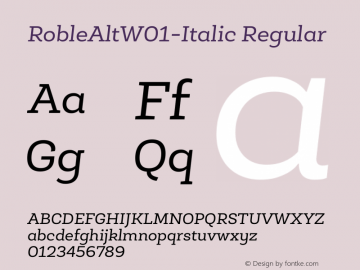 RobleAltW01-Italic Regular Version 1.00 Font Sample