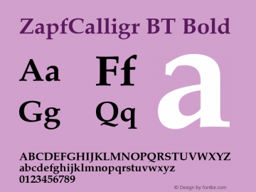 ZapfCalligr BT Bold mfgpctt-v4.4 Dec 14 1998图片样张