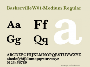 BaskervilleW01-Medium Regular Version 1.00 Font Sample