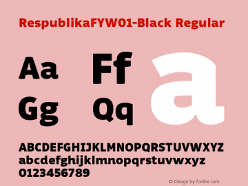 RespublikaFYW01-Black Regular Version 1.20 Font Sample