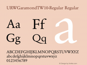 URWGaramondTW10-Regular Regular Version 1.00 Font Sample