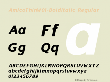 AmicoThinW01-BoldItalic Regular Version 1.00 Font Sample