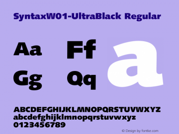 SyntaxW01-UltraBlack Regular Version 1.01 Font Sample