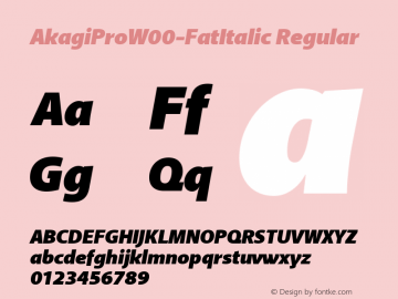 AkagiProW00-FatItalic Regular Version 1.00 Font Sample