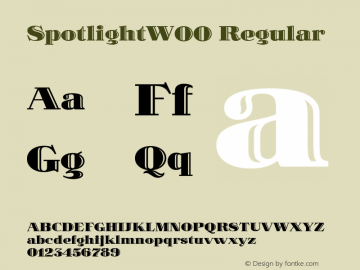 SpotlightW00 Regular Version 1.00 Font Sample