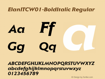 ElanITCW01-BoldItalic Regular Version 1.01图片样张