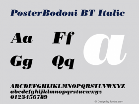 PosterBodoni BT Italic mfgpctt-v1.53 Friday, January 29, 1993 1:28:54 pm (EST) Font Sample