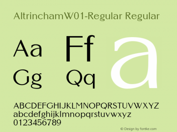AltrinchamW01-Regular Regular Version 1.00 Font Sample