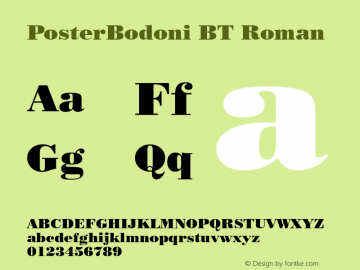 PosterBodoni BT Roman mfgpctt-v1.53 Friday, January 29, 1993 1:28:33 pm (EST)图片样张