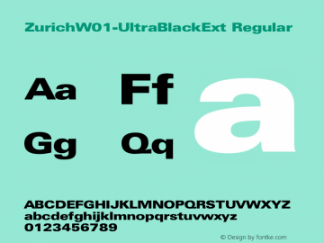 ZurichW01-UltraBlackExt Regular Version 1.00 Font Sample