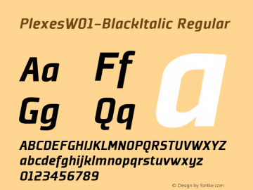 PlexesW01-BlackItalic Regular Version 1.00 Font Sample