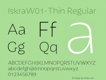 IskraW01-Thin Regular Version 1.00 Font Sample